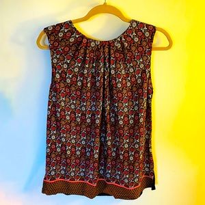 Anthropologie Sleeveless Blouse - Navy/Floral